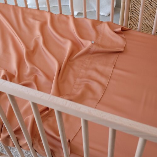 Mulberry Threads Co Organic Bamboo Cot Sheet Rust