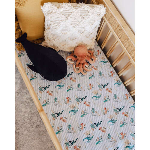 Snuggle Hunny Kids Fitted Cot Sheet Whale