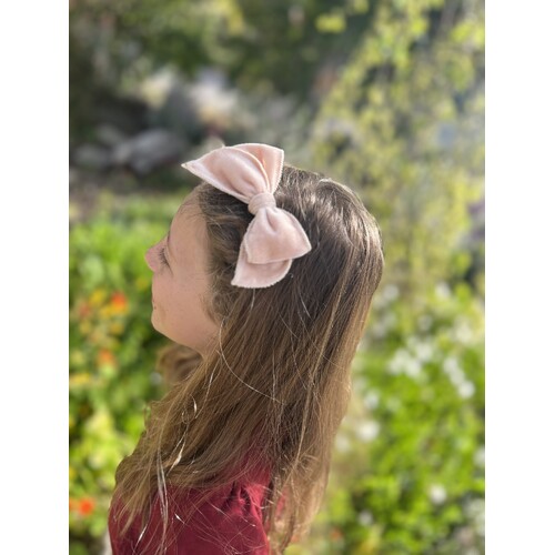 Mini & Me Velvet Fable Bow Headband Primrose