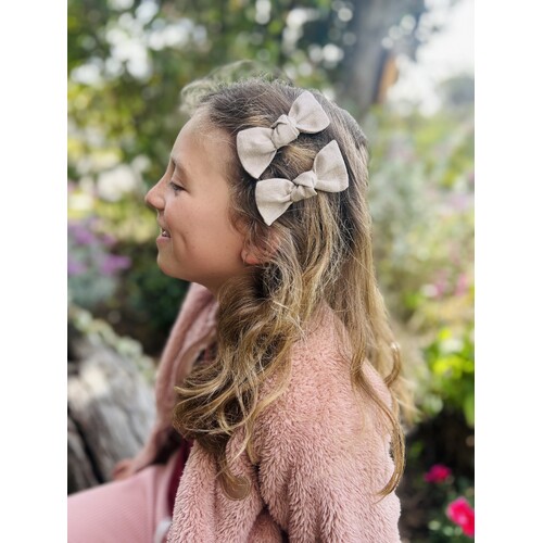 Mini & Me Knot Bow Set Taupe