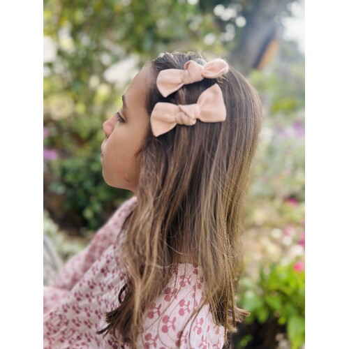 Mini & Me Knot Bow Set Peach