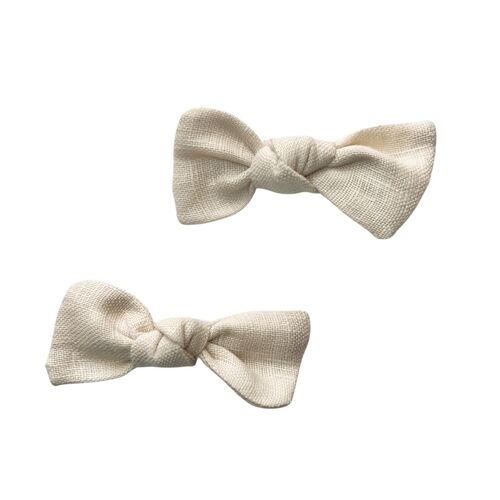 Mini & Me Knot Bow Set Cream