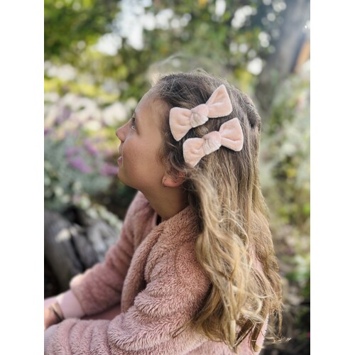 Mini & Me Velvet Knot Bow Set Primrose