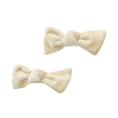 Mini & Me Velvet Knot Bow Set Ivory