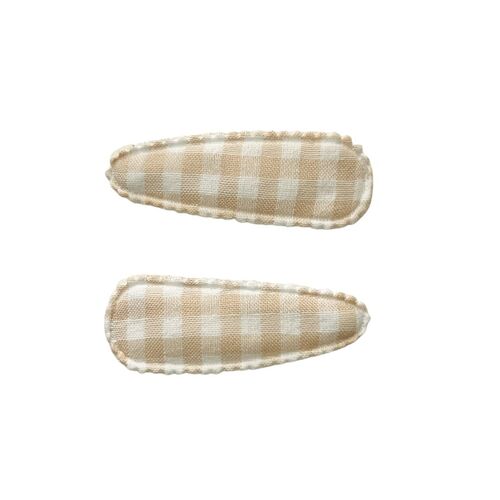 Mini & Me Snap Clip Set Nude Gingham