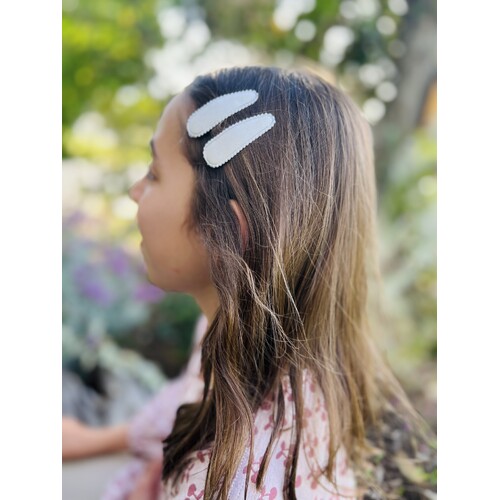 Mini & Me Snap Clip Set White with Gold Speckle