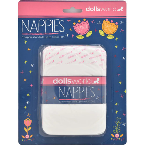 Dolls World Nappies 5 pk