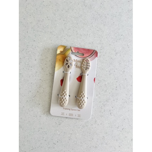 Mini & Me Training Spoon Set Almond