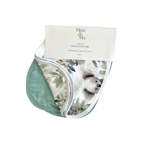 Mini & Me Burp Bib Cuddly Koala & Green
