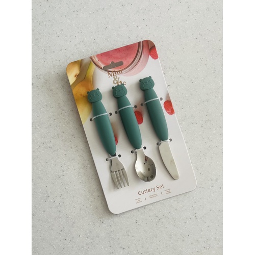 Mini & Me Metal Cutlery Set Kale