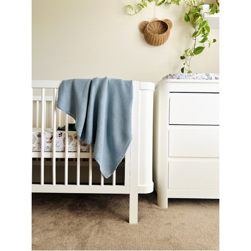 Mini & Me Cable Knit Baby Blanket Sea Blue