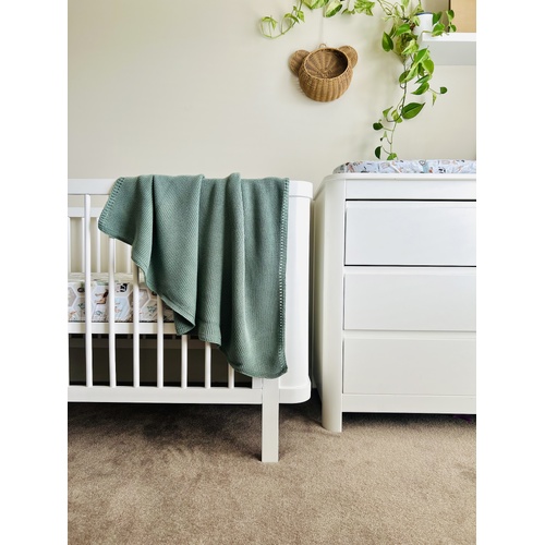 Mini & Me Cable Knit Baby Blanket Sage