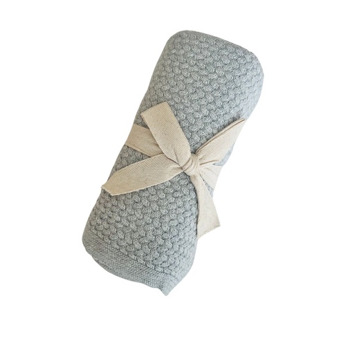 Mini & Me Herringbone Blanket Sky Blue Melange'