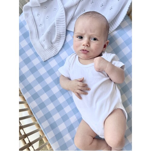 Mini & Me Bassinet Sheet Blue Gingham