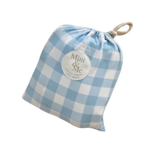 Mini & Me Fitted Cot Sheet Blue Gingham