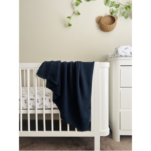Mini & Me Cable Knit Baby Blanket Cambridge Blue