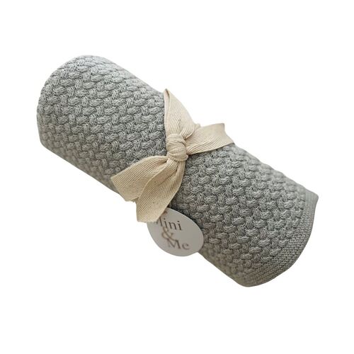 Mini & Me Herringbone Blanket Grey Melange'