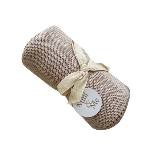 Mini & Me Cable Knit Baby Blanket Seashell