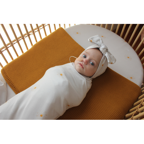 Mini & Me Organic Jersey Baby Wrap Set Daisy
