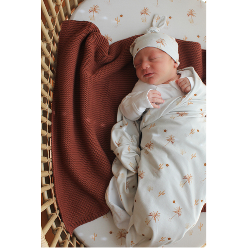 Mini & Me Organic Jersey Baby Wrap Set Desert Palms