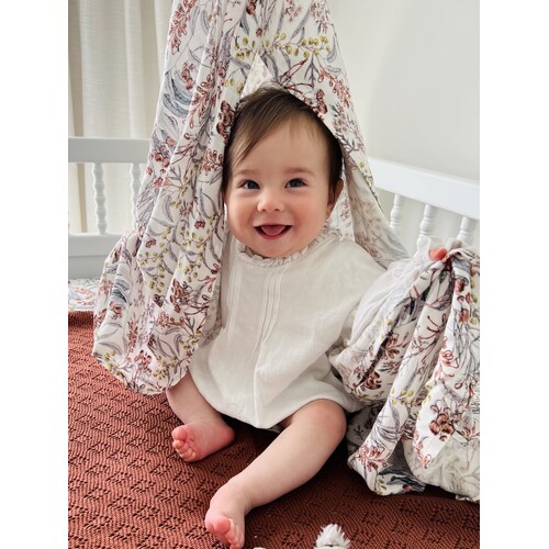 Mini & Me Bamboo Muslin Wrap Native Garden - Clearance
