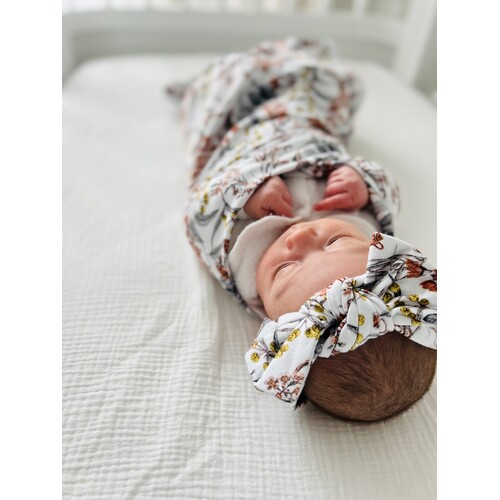 Mini & Me Organic Jersey Baby Wrap Set Native Garden - Clearance