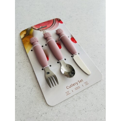 Mini & Me Metal Cutlery Set Cherry