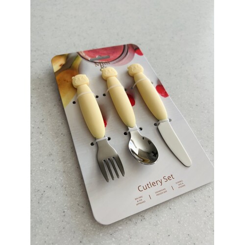 Mini & Me Metal  Cutlery Set Custard