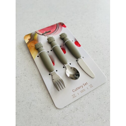 Mini & Me Metal  Cutlery Set Olive