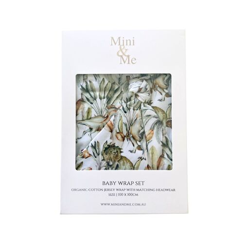 Mini & Me Organic Jersey Baby Wrap Set Jurassic