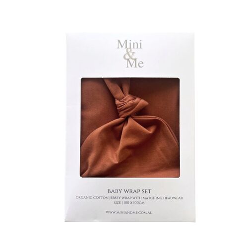 Mini & Me Organic Jersey Baby Wrap Set Chestnut - Clearance
