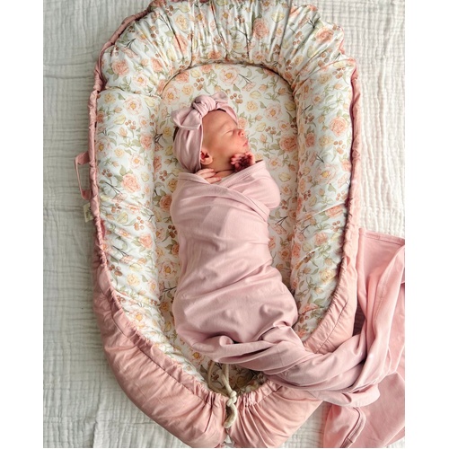 Mini & Me Organic Jersey Baby Wrap Set Blush