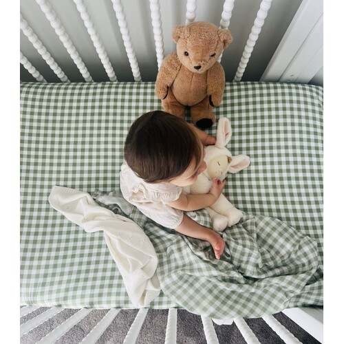 Mini & Me Fitted Cot Sheet Forest Gingham