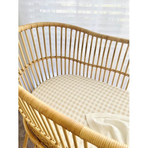 Mini & Me Bassinet Sheet Nude Gingham - Clearance