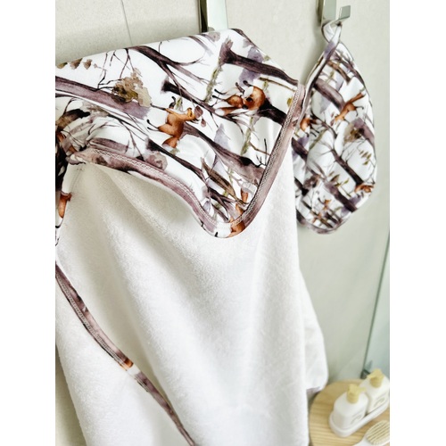 Mini & Me Hooded Towel & Wash Cloth Set Fox Hunt - Clearance