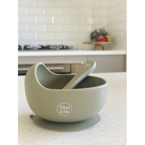 Mini & Me Wave Bowl & Spoon Olive