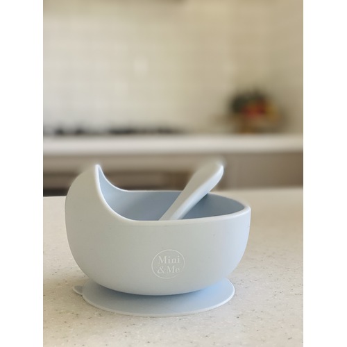 Mini & Me Wave Bowl & Spoon Ice Blue