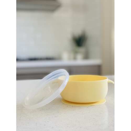 Mini & Me Round Bowl with Lid Custard
