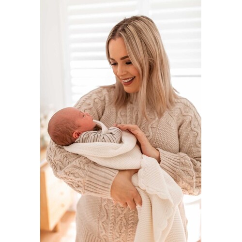 Mini & Me Shell Baby Blanket Ivory