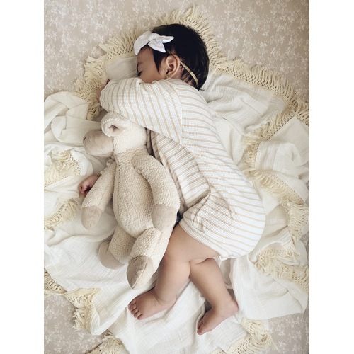 Mini & Me Lace Trim Cotton Swaddle Ivory