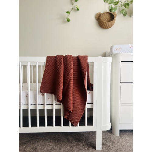 Mini & Me Cable Knit Baby Blanket Rust