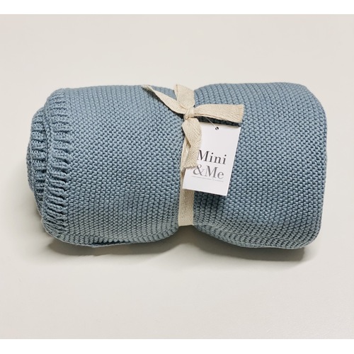 Mini & Me Cable Knit Baby Blanket Island Blue