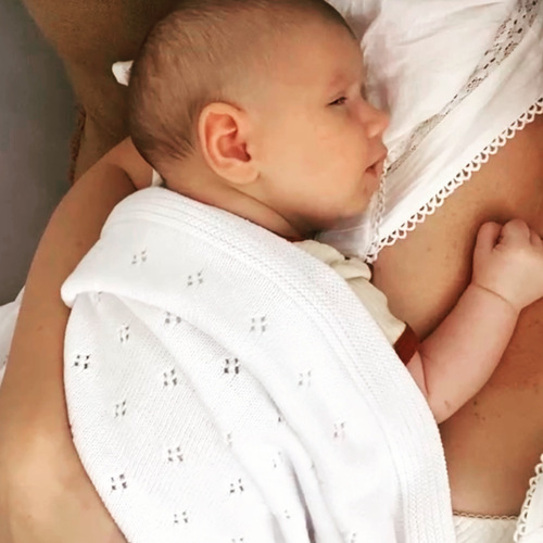 Mini & Me Heirloom Baby Blanket White